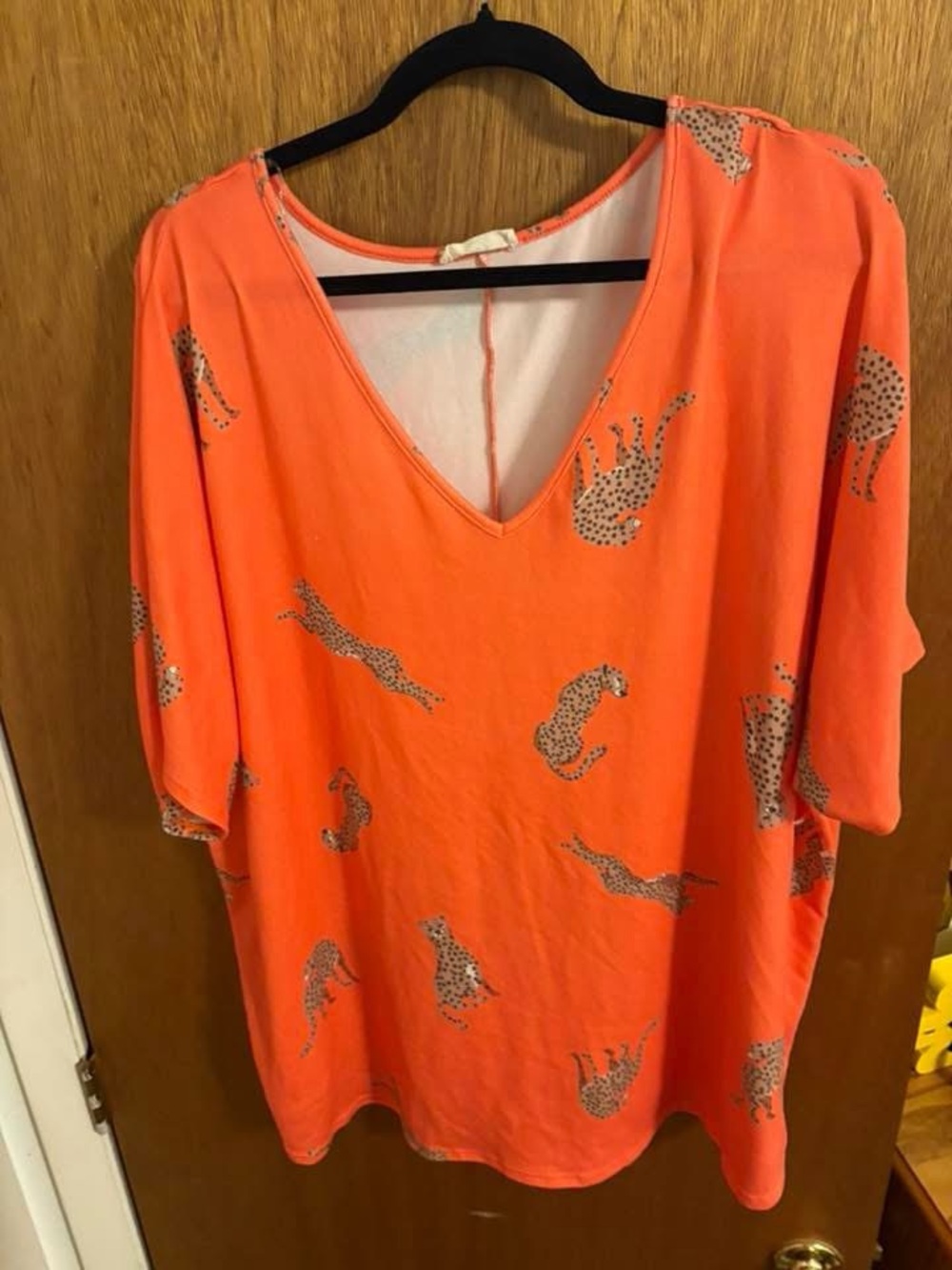 entro Coral V-Neck Tunic with Cheetah Print